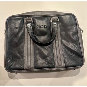 Robert Graham Black & Gray Briefcase Laptop Bag with Cityscape Lining Designer